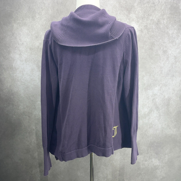 Juicy Couture Womens L Convertible Cowl Neck Button Up Cardigan Purple Lagenlook - Picture 6 of 12